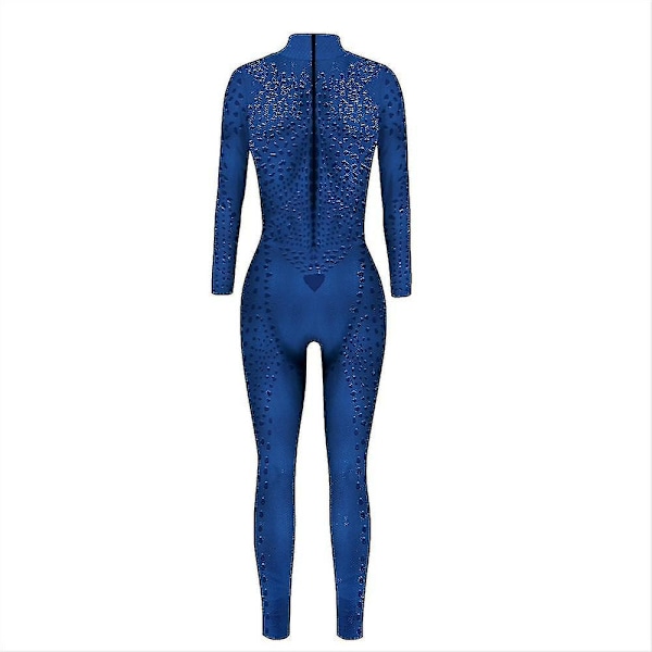 Jul Halloween Fest X-men Mystique Kvinnor Jumpsuit Cosplay Kostym (DPD) XL