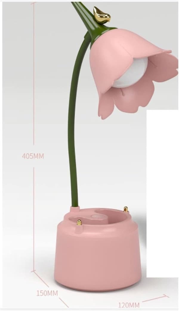 Dimbar LED-lampe med berøringskontroller og fleksibel arm; designet for øyebeskyttelse og egnet for både gutter og jenter (gul). Yellow