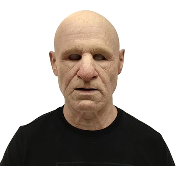 Halloween latexmaske - Gammel mand dekor realistisk ansigtsmaske til menneskelig rynke-XF1- D