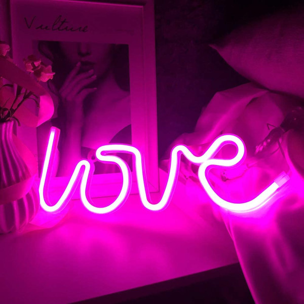 Kärlek Neonskyltar Ljus LED Kärlekskonst Dorm Hemskylt Väggdekor