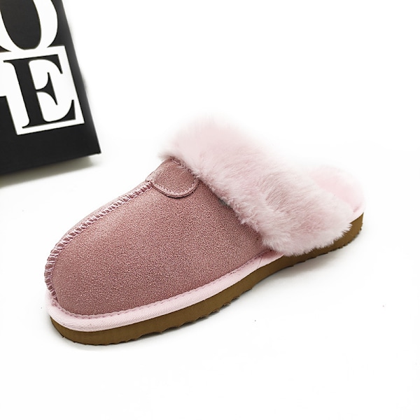 Plysj bomullsstofflor for damer, vinter, sklisikre, varme, rosa pink 42-43