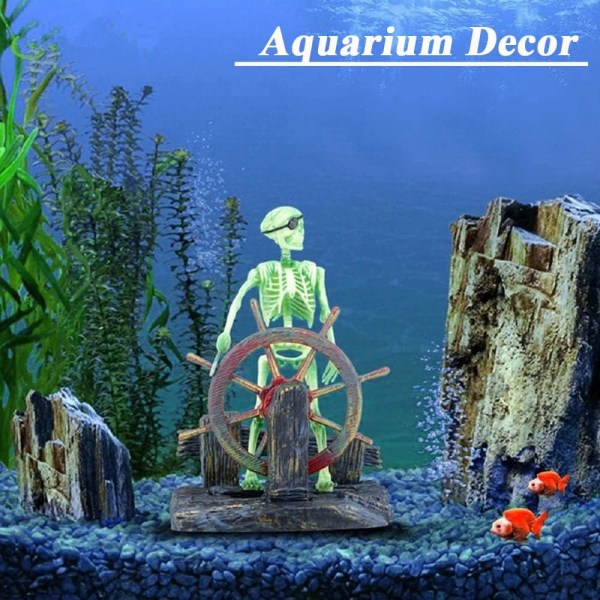 Akvarium Ornament Pirate Captain, Fish Tank Decor Undersea Skele