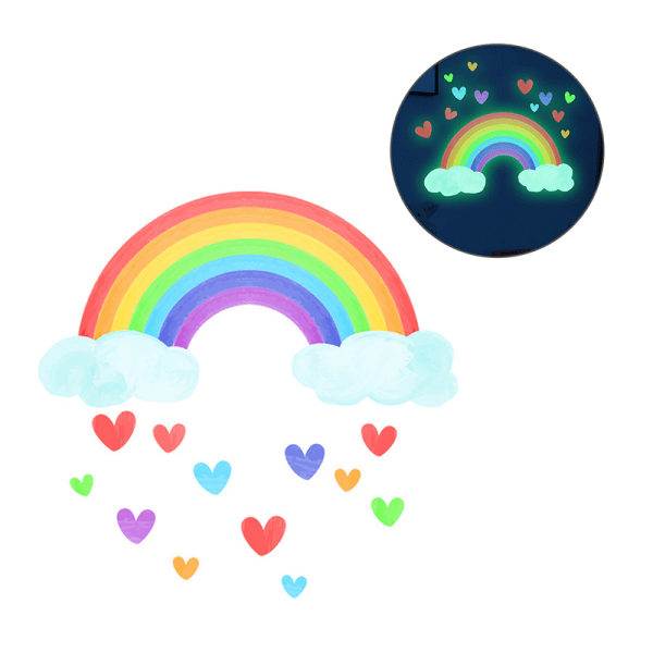 Cartoon Rainbow Luminous Wall Sticker til børns soveværelse 19x29cm