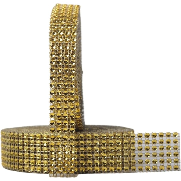 2 rullar akryl guld strass diamantbånd, 4 rader og 6 rader strass mesh band Diamante Strip Bling Heminredning