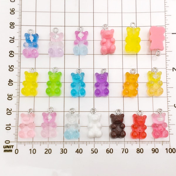 32st Mix Gummy Bear Candy Resin Charms för DIY Armband Halsband