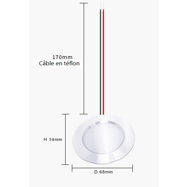 Mini LED Inbyggd Spotlight Borrning 55mm Diameter 68mm Kompakt 3W DC12V Vattentät IP54 Badrum, Kök, Möbel (Aluminium, Naturvit