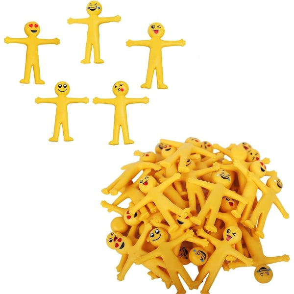 40 st Little Yellow Smiley Stretch Man, Mr Stretch Smile / Man Smiley Leksaker til Emoji Party Pack Fillers