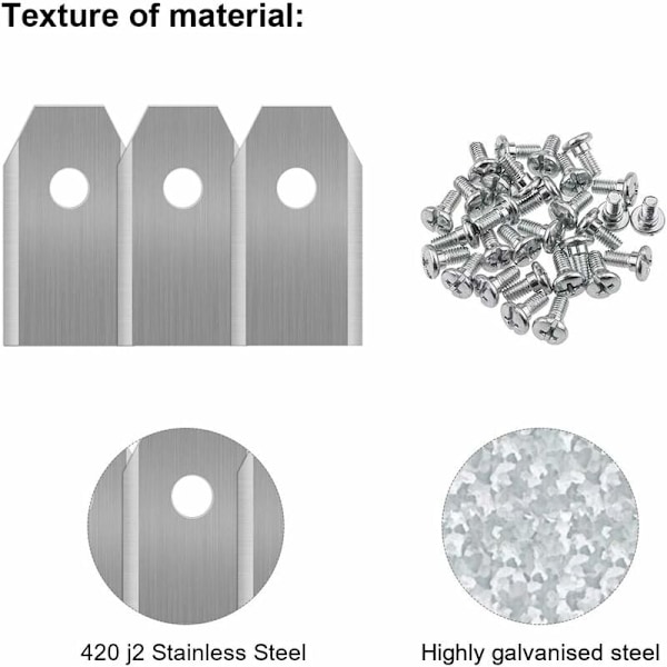 45 x Titan-korvauslehdet, robotleikkurin terät kaikille Husqvarna Automower, Gardena, Yardforce robotleikkureille, Heavy Duty (3g/0,75mm) mukana