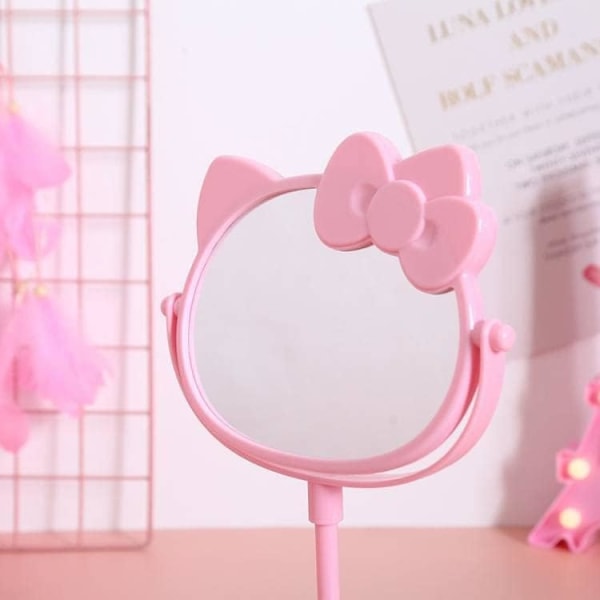 Skrivbordsspegel, Kitty Cat Shape-Kawaii & Vanity Makeup Mirror för dig i badrummet eller sovrummet- Rosa, födelsedagspresent till Hello, Kitty-fanit