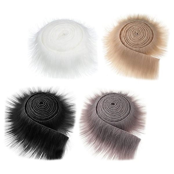 4 stk kunstig pelsbånd stoff fluffy pels stoffer DIY håndverk fluffy strimler