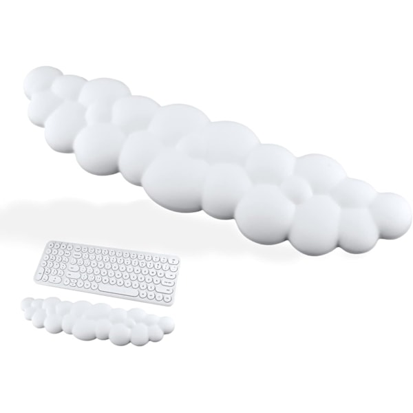 Cloud Tangentbords handledsstöd, Mjukt Bekvämt Sött Tangentbords Handledsstöd Halkfritt Ergonomiskt Stöd Moln Skrivbords Handledsstöd & Memory Foam (Vit)