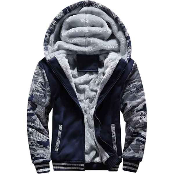 Herre Trøje Termisk Sherpa Foret Jumper Jakker Vinter Træning Fleece Hoodie Full Zip Uld Varme Tykke Frakker Yderbeklædning 63Mørkeblå 63Dark Blue L