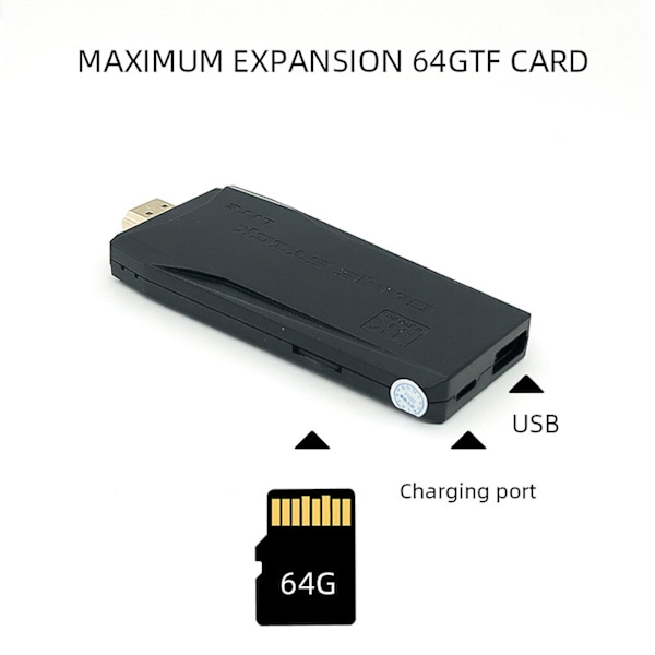 2024 Uusi 20000+ 4k HDMI TV Videopelit Tikku Retro Pelikonsoli 2 Langattoman Ohjaimen 4k Pelitikku, 100 % Uusi (64G)
