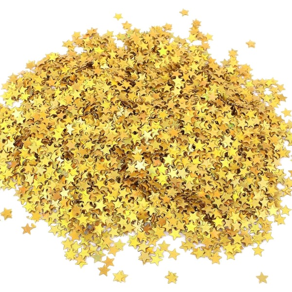 60g guldstjärna bordskonfetti, 6 mm gnistrande konfetti guldstjärna konfetti PVC glitter konfetti paljetter stjärnkonfetti dekorasjon