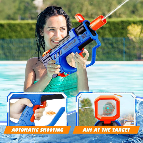 Elektrisk vannpistol for barn og voksne, automatisk vannpistol batteridrevet, 32 fots skjutbana 800 ml