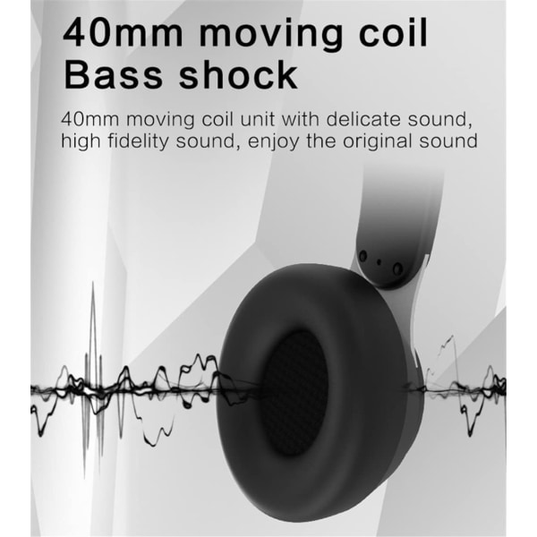Trådlösa On-Ear-hörlurar Bluetooth 5.0 Headset Vikbart Förlustfritt Hi-Fi Audio Stereo med mikrofon-vit vit
