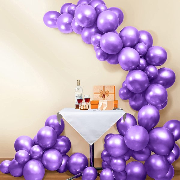 50 stycken lila ballong, födelsedagsballonger, metallballonger, 12 st