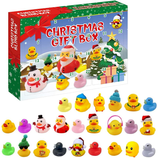 2024 Advent Calendar Rubber Ducks Bath Toys Christmas Blind Box Toy Ducks Mini Ducks  - 24 Pcs