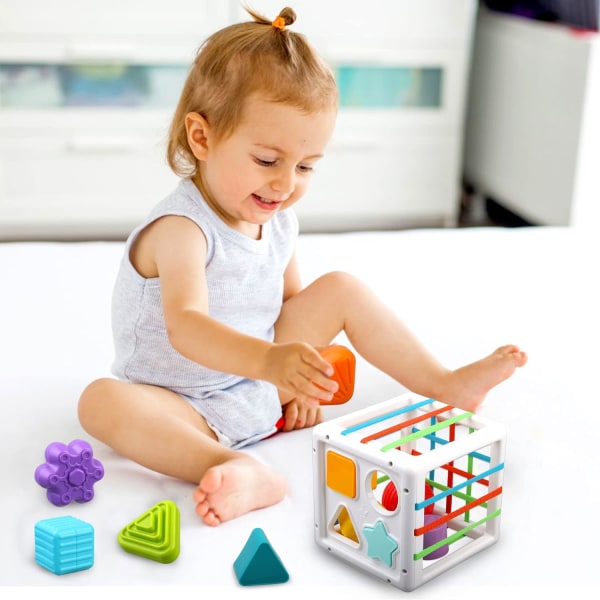 Baby Sensorisk Form Sorteringsblock Leksak - Cube Bin Activity Cent
