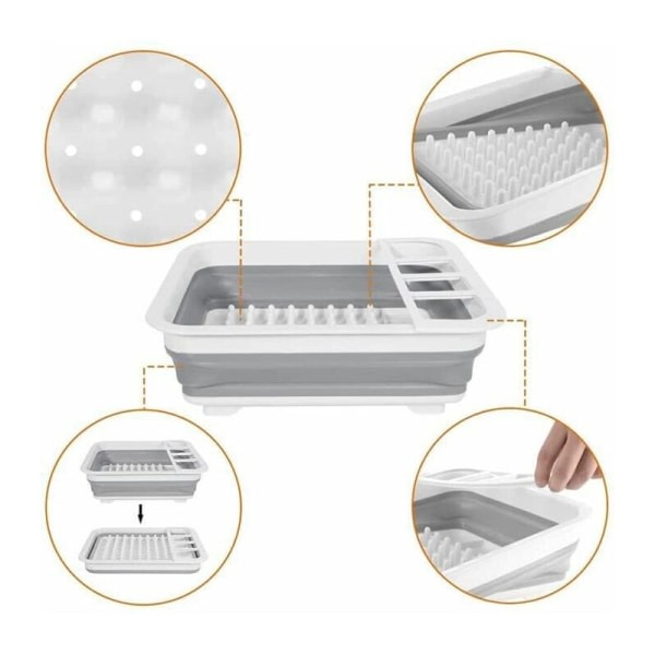 Foldbart opvaskestativ med drypbakke, organizer
