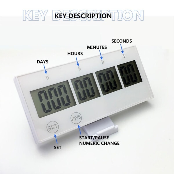 999 dages nedregningsklocka Elektronisk digital timer VIT White