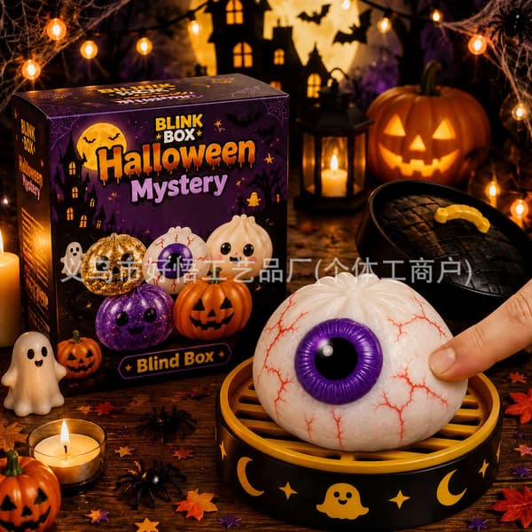 Lysende Boller, Halloween-tema Blødt og Sødt Klemmelegetøj (med æske), Dumpling-formet Sensorisk Klemmelegetøj til Stresslindring ghost