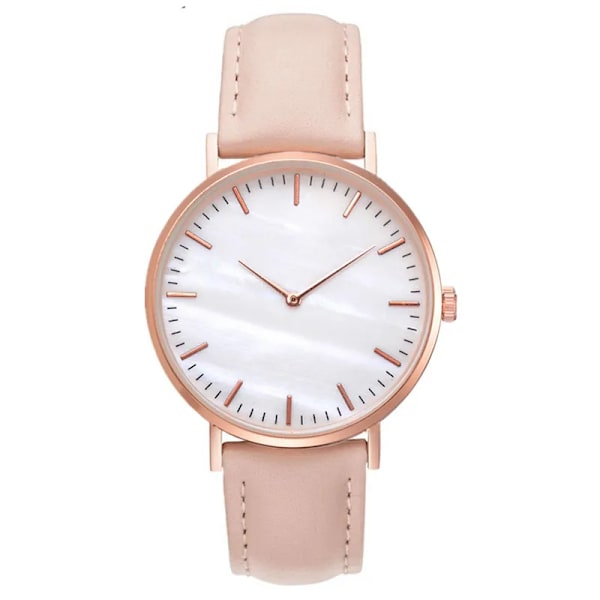 Nytt mode Enkel klocka Damklockor Casual Dam Läder Kvartsklocka Watch Vrouwen Relogio Feminino Zegarek Damski Pink(.606)