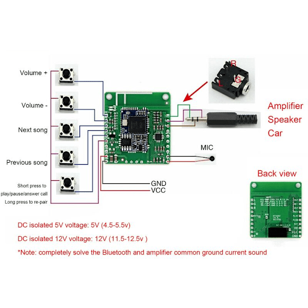 Bluetooth-vastaanottokortti CSRA64215 Lossy Music HiFi-vastaanotin APTXLL TWS-ääni autoon Bluetooth-vastaanotin (DC 12V)