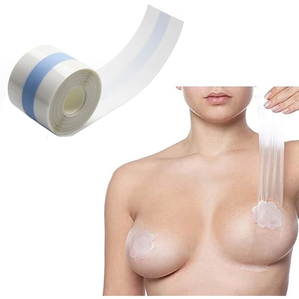 Bröstlyftstejp Osynligt självhäftande cover Bröststödskroppstejp, Andas vattentät, 5 cm x 5 m, Beige Klar