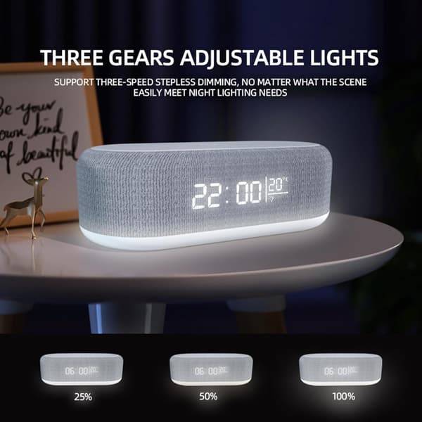 4-in-1 Wireless Charging Station with Digital Clock - 15W Fast Charger, Night Light & Temperature Display (White)