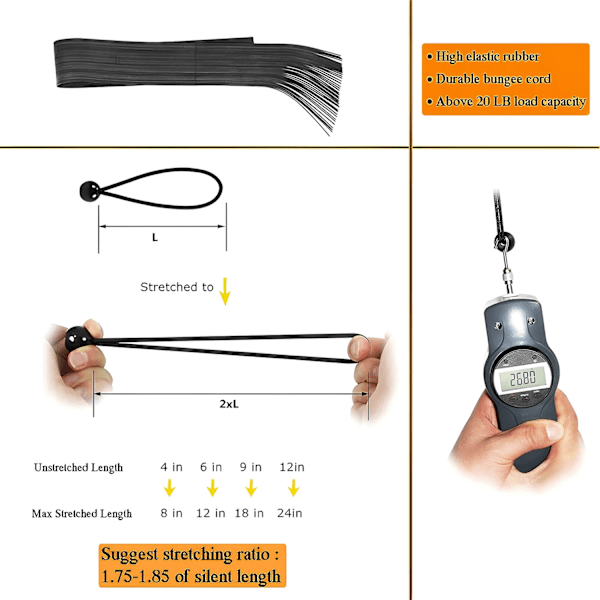 50-pack Bungee-bollar, svart sladd för presenning, UV-beständig, med elastisk sladd för presenning, presenning, remmar, tält, stänger och trådar BLACK(10CM 4INCH)