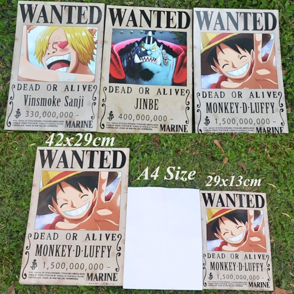 24 st Anime-affischer One Piece Type 1 (29 x13 CM)