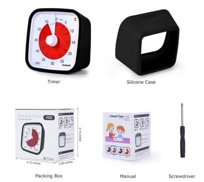 60-minutters visuel timer til klasseværelset, børns læringsværktøj, sort-FF-
