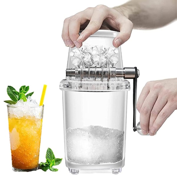 Ice Crusher Manuell Roterende Ice Crusher Cocktails Slush Machine Ice Cube Crushed Smoothies Ice Crusher Machine Home 1,25L (Transparent)