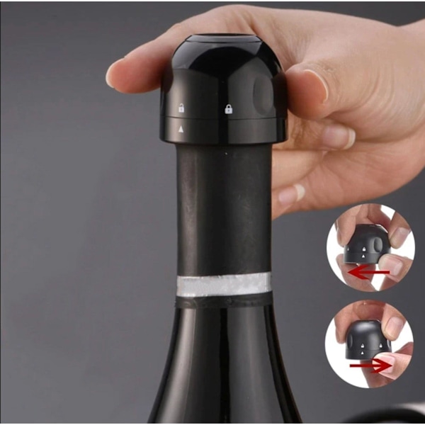 Champagne- og vinprop 1-, 2- eller 4-pak Sort-XF3-