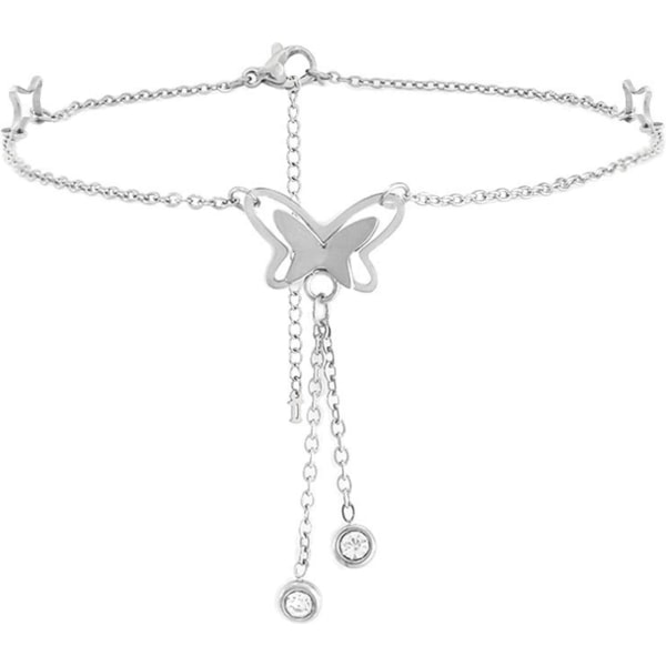 Suloinen yksinkertainen perhosen muotoinen nilkkarannekoru hopeanvärinen rantasandaali naisten lahja