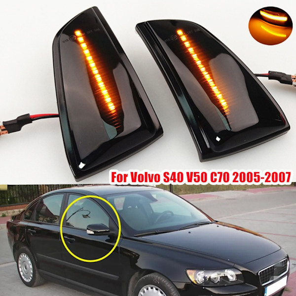 LED Dynamisk Blinklys Volvo S40 2004-07 V50 2004-08 C70 2006-09 Black Svart