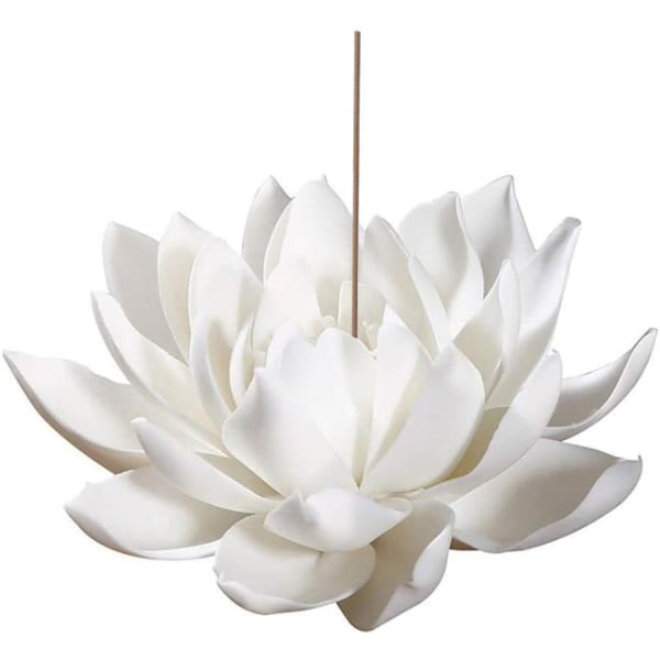 3,9 tums keramika vit Lotus rökelse brännare Blomma rökelse brännare Stick Hållare för Yoga Studio Vardagsrum Heminredning