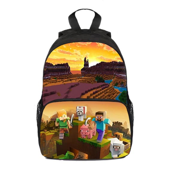 Minecraft Ryggsäck för Barn Skolväska Ryggsäck Karaktärsväska-XF23- D