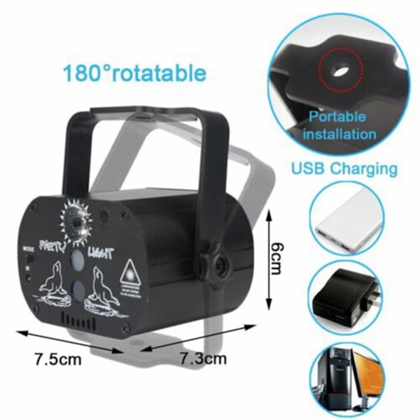 480 kuviota Laserprojektori Lavalava Led Rgb Dj Disco Ktv Show Juhlavalaistus-XF7-