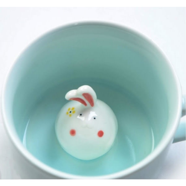 3D-kaffekrus Søt dyr inni kopp Julebursdagsgave til gutter Jenter Barn - Festkontor Morgenkrus for te (3D Fat Rabbit Cup)
