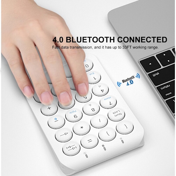 qwert Bluetooth trådløst minitastatur 22 taster Numerisk tastatur Computer Digitalt tastatur til PC Bogføring Opgaver Kontortastatur|tastatur (sort)