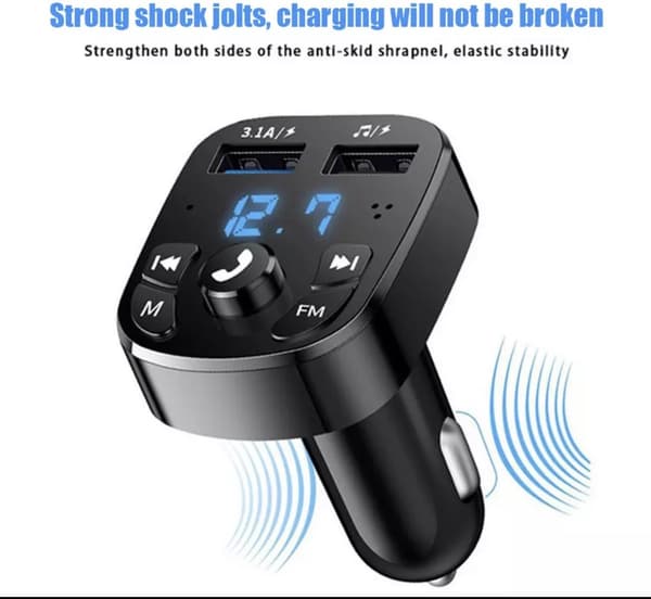 Trådløs FM-sender Bluetooth bilsæt håndfri opkald USB-oplader