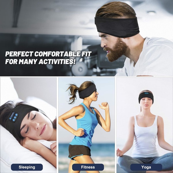 Trådløse sömnhörlurar, Bluetooth Sports Headband-hørlurar, Ultratunna HD-stereohögtalare, perfekt for sömn, trening, jogging, yoga, sömnløshet