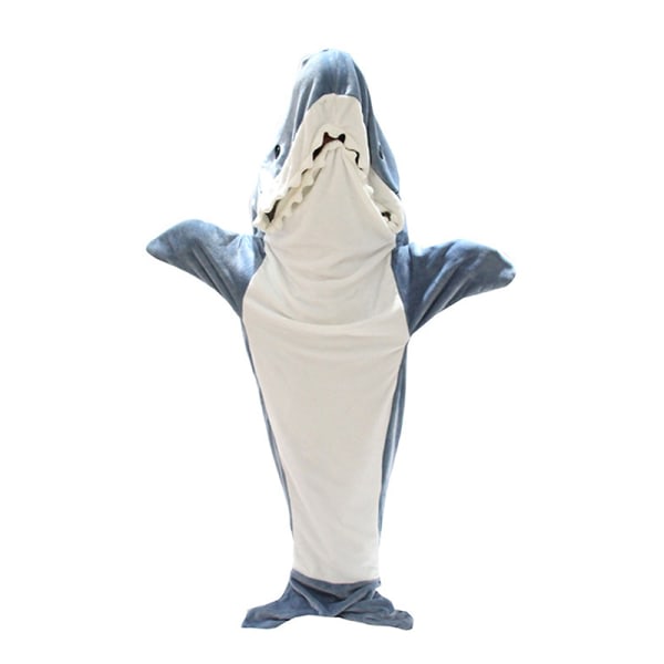 Mjuk flanell bärbar Shark Blanket Hoodie Shark Pyjamas A3