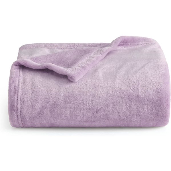 Flanell Coral Blanket Soff Throw - Mångsidig filt Fluffy Soft Throw för säng och soffa Dubbel/Dubbel, Ljuslila, 150x200cm