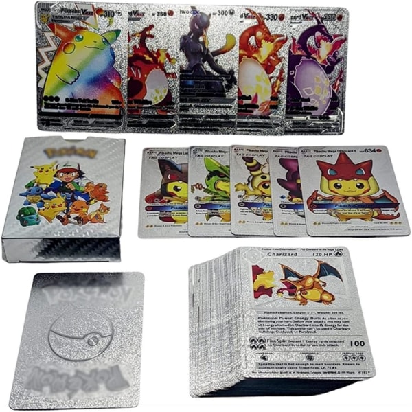 Cartoon Anime Gold Fil Trading Card Set for barnbrädspill og samleformål Sølvfarge Silvery