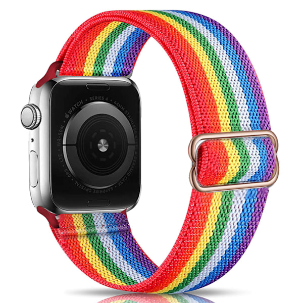 iWatch 7 Ny Elastisk Nylon Justerbar Vævet Apple Rem Iridescence 38mm40mm41mm Iridescence