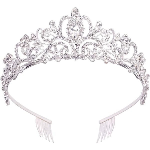 Sølvkrystal Tiara Crown Pannband Princess Elegant Crown