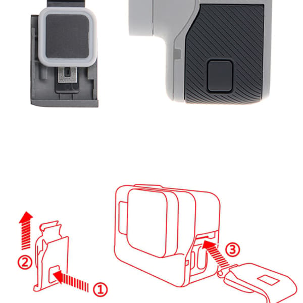 Fram-/sidodörr USB-C Micro-HDMI- deksel for GoPro Hero 5/6 Reparasjon